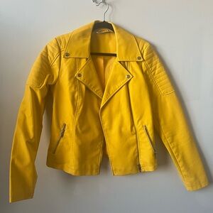 TALL Yellow Faux Leather Moto Jacket